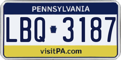 PA license plate LBQ3187