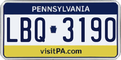 PA license plate LBQ3190