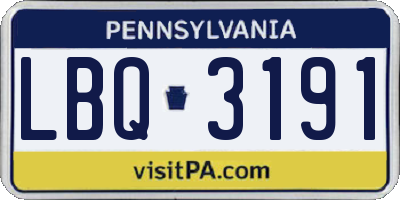 PA license plate LBQ3191
