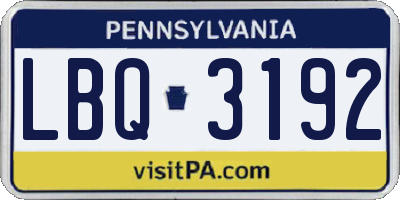PA license plate LBQ3192