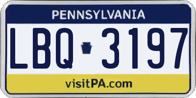 PA license plate LBQ3197