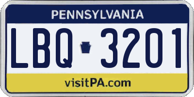 PA license plate LBQ3201