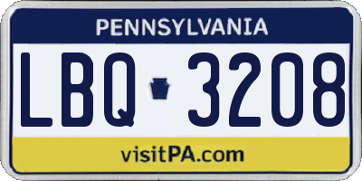PA license plate LBQ3208
