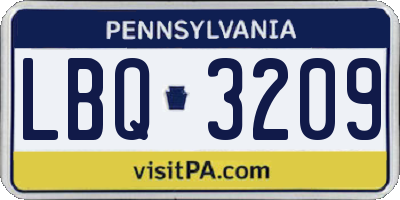 PA license plate LBQ3209