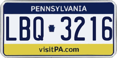 PA license plate LBQ3216