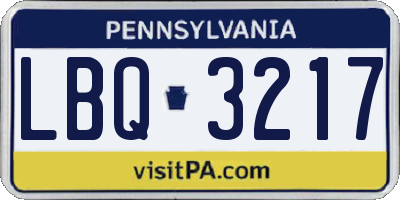 PA license plate LBQ3217