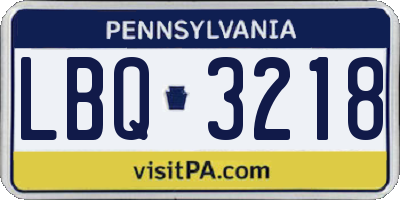 PA license plate LBQ3218