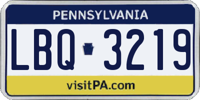PA license plate LBQ3219