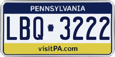 PA license plate LBQ3222