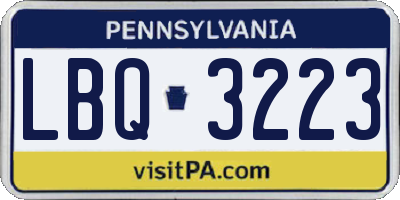 PA license plate LBQ3223