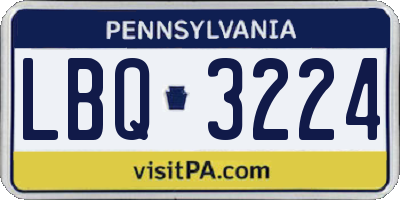 PA license plate LBQ3224