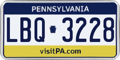 PA license plate LBQ3228