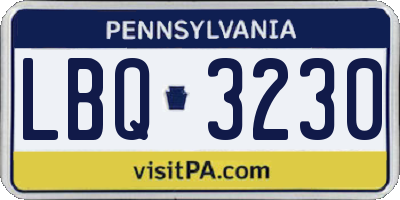 PA license plate LBQ3230
