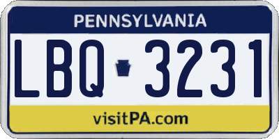 PA license plate LBQ3231