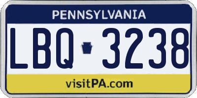 PA license plate LBQ3238