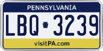 PA license plate LBQ3239