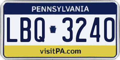 PA license plate LBQ3240