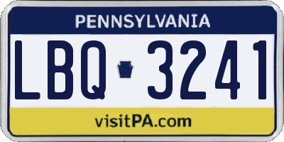 PA license plate LBQ3241