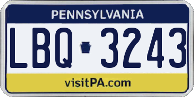 PA license plate LBQ3243
