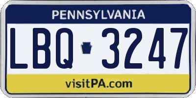PA license plate LBQ3247