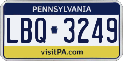PA license plate LBQ3249