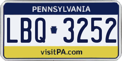 PA license plate LBQ3252
