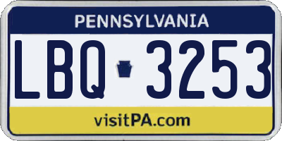 PA license plate LBQ3253