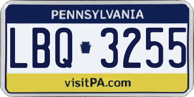 PA license plate LBQ3255