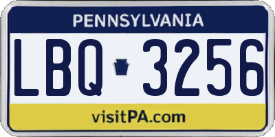 PA license plate LBQ3256