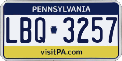 PA license plate LBQ3257