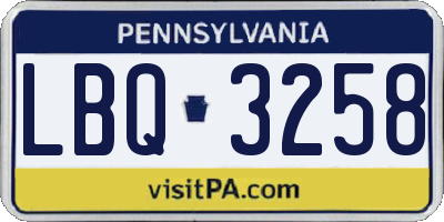 PA license plate LBQ3258