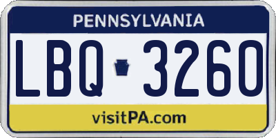PA license plate LBQ3260