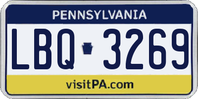 PA license plate LBQ3269