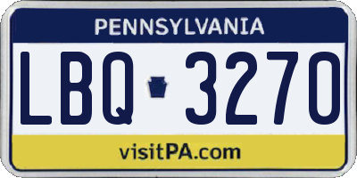 PA license plate LBQ3270