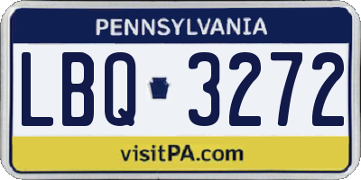 PA license plate LBQ3272