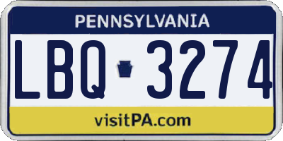PA license plate LBQ3274