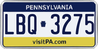 PA license plate LBQ3275