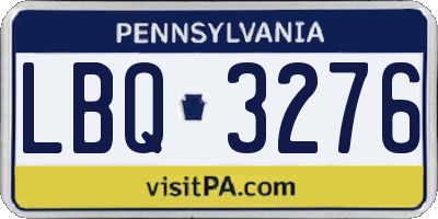 PA license plate LBQ3276