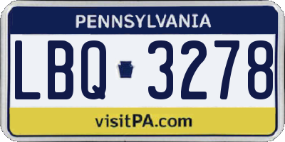 PA license plate LBQ3278