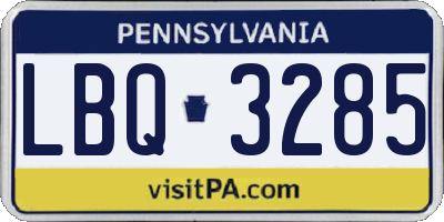 PA license plate LBQ3285