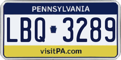 PA license plate LBQ3289