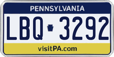 PA license plate LBQ3292