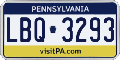 PA license plate LBQ3293