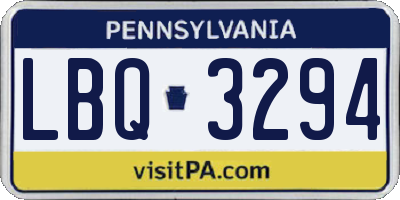 PA license plate LBQ3294