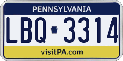 PA license plate LBQ3314