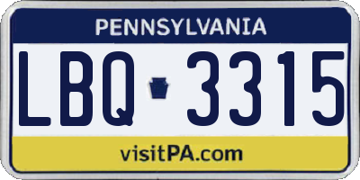 PA license plate LBQ3315