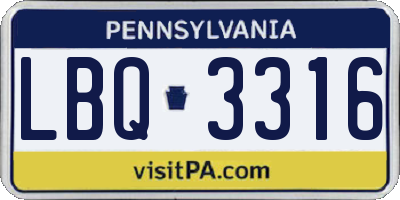 PA license plate LBQ3316