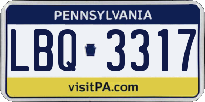 PA license plate LBQ3317
