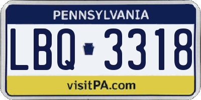 PA license plate LBQ3318