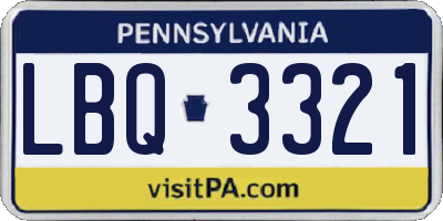PA license plate LBQ3321